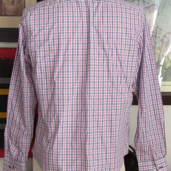 UNTUCKit Men's Wrinkle-Free Dolcetto Shirt Pink Blue & White Check Sz M EUC Read - Picture 9 of 13